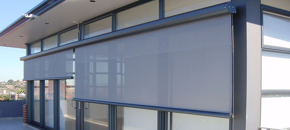 Exterior Roller shades for bay windows