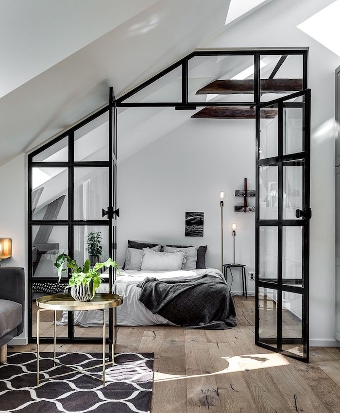 Art idea industrial capony to divide a bedroom and the living room
