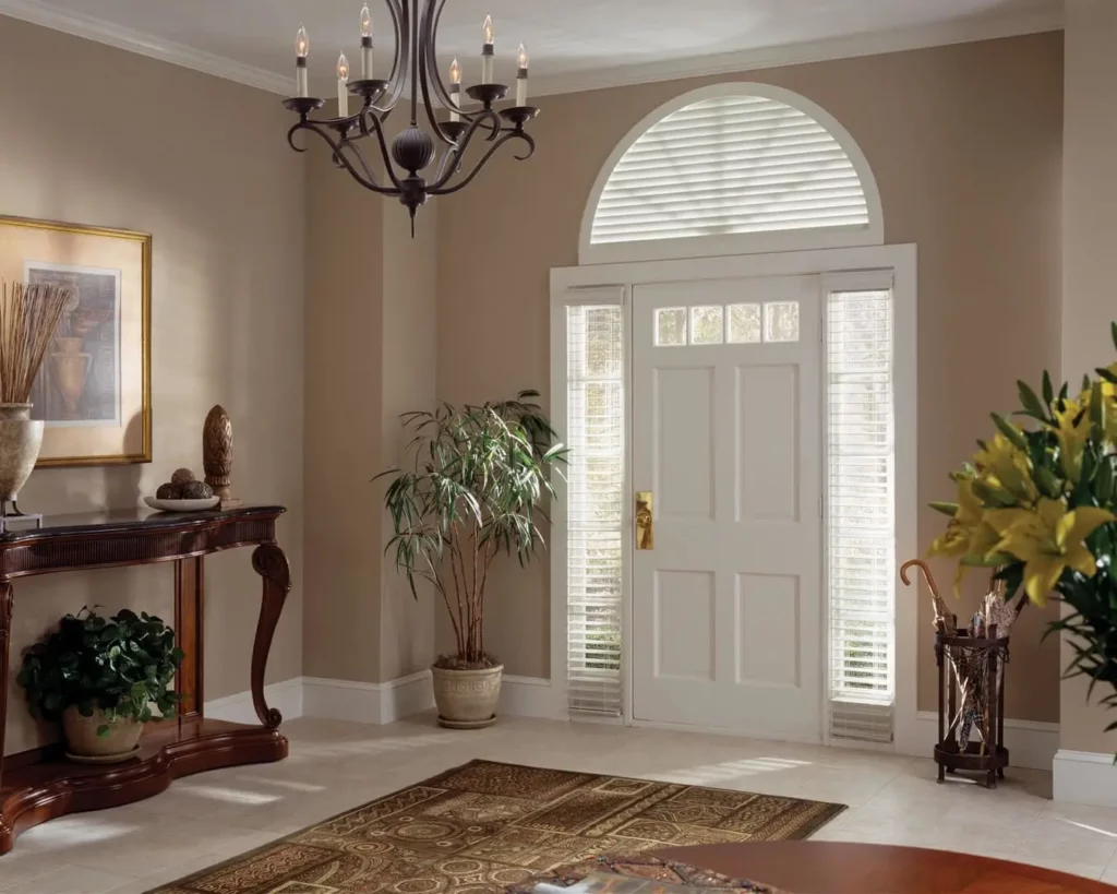 Wholesale-Blind-Factory-Faux-Wood_6-opti Beautiful tailor made faux wood blinds decor a white main door