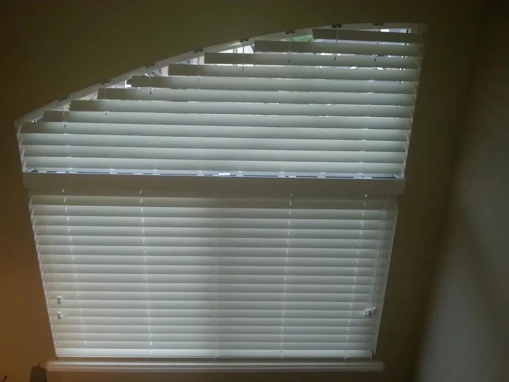 Custom blinds made to fit a curved window